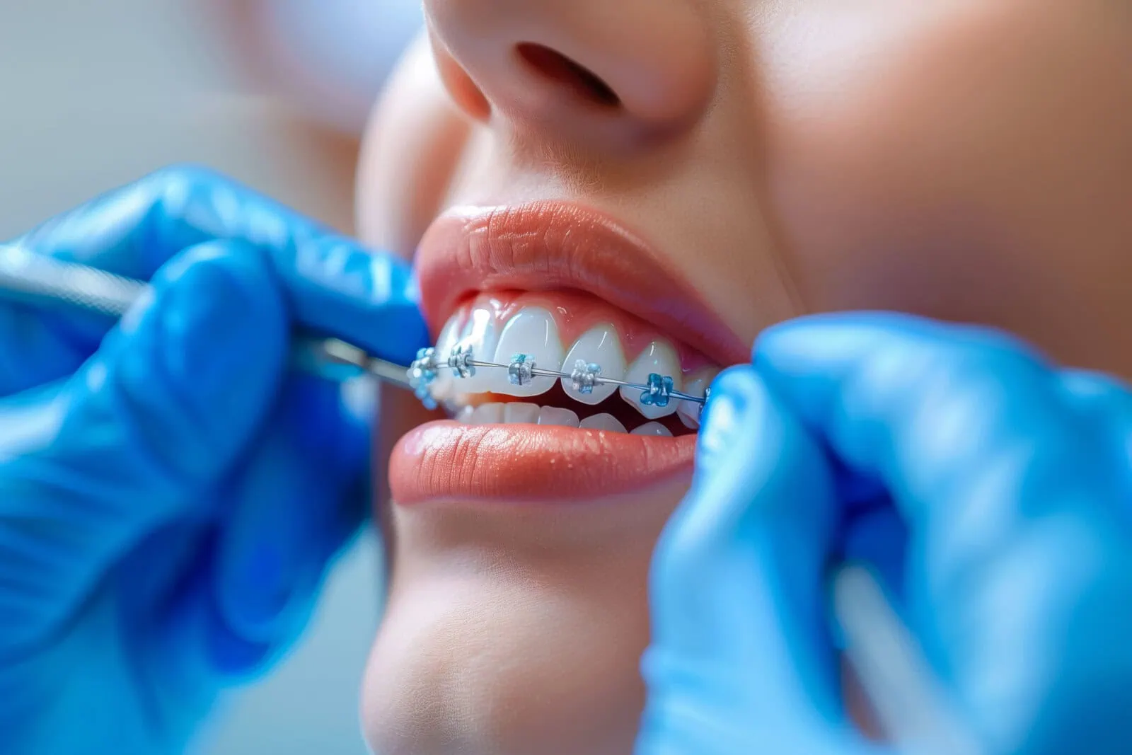 Smiling patient with braces